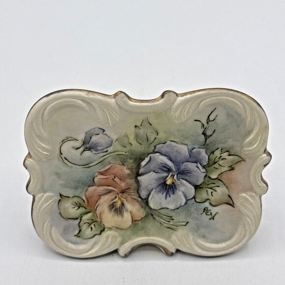 Vintage Hand Painted Signed “Arlene Webb” Freestanding Ceramic Plaque 4”x3” - Picture 3 of 13